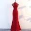Chic / Beautiful Burgundy Evening Dresses  2019 Trumpet / Mermaid High Neck Appliques Lace Rhinestone Sleeveless Floor-Length / Long Formal Dresses