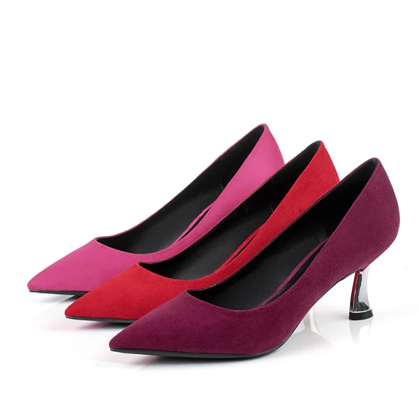 Chic / Belle Rouge Désinvolte Escarpins 2019 Daim 6 cm Talons Aiguilles À Bout Pointu Escarpins