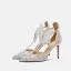 Modern / Fashion Silver Leather Wedding Shoes 2019 T-Strap Rhinestone Butterfly 9 cm Stiletto Heels Pointed Toe High Heels