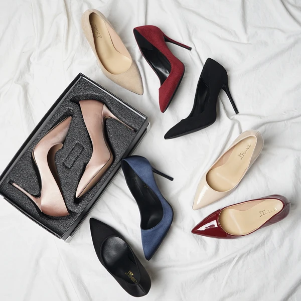 Chic / Belle Champagne Chaussure De Mariée 2019 Cuir 10 cm Talons Aiguilles À Bout Pointu Mariage Escarpins