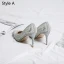 Charmant Zilveren Rhinestone Bruidsschoenen 2019 Leer Pailletten 9 cm Naaldhakken / Stiletto Spitse Neus Huwelijk Pumps