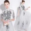 Chic / Beautiful Grey Evening Dresses  2018 A-Line / Princess Lace Appliques High Neck 1/2 Sleeves Floor-Length / Long Formal Dresses