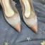 Mode Champagne Brudskor 2019 Rhinestone Tyll 9 cm Stilettklackar Spetsiga Bröllop Pumps