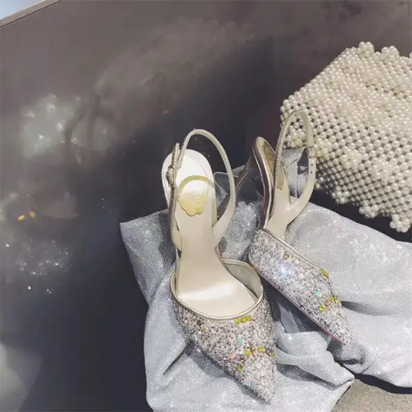 Chic / Beautiful Multi-Colors Evening Party Womens Shoes 2019 Leather Ankle Strap Rhinestone 10 cm Stiletto Heels Pointed Toe High Heels