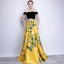 Chic / Beautiful Red Evening Dresses  2018 A-Line / Princess Metal Sash Printing Off-The-Shoulder Backless Sleeveless Floor-Length / Long Formal Dresses