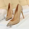 Chic / Beautiful Black Evening Party Pumps 2019 Suede Rhinestone 10 cm Stiletto Heels Pointed Toe Pumps