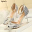 Affordable Silver Casual Womens Shoes 2019 Ankle Strap Sequins 9 cm Stiletto Heels Pointed Toe High Heels