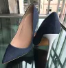 Chic / Beautiful Navy Blue Casual Pumps 2019 Leather 12 cm Stiletto Heels Pointed Toe Pumps