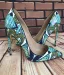 Fine Jadegrønn Casual Pumps 2019 Slangeskinn Print 12 cm Stiletthæler Spisse Pumps
