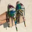 Unieke Multi-Kleuren Straatkleding Pumps 2019 Leer Slangenprint 12 cm Naaldhakken / Stiletto Spitse Neus Pumps