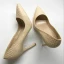 Simple Beige Désinvolte Escarpins 2019 Cuir Motif Peau De Serpent 10 cm Talons Aiguilles À Bout Pointu Escarpins