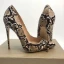 Schöne Braun Abend Pumps 2019 Schlangenhautmuster 12 cm Stilettos Spitzschuh Pumps