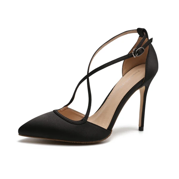 Schöne Champagner Freizeit Hochhackige 2019 X-Riemen 8 cm Stilettos Spitzschuh Damenschuhe