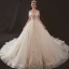 Luxe Champagne Robe De Mariée 2019 Princesse De l'épaule Perlage Paillettes En Dentelle Fleur Sans Manches Dos Nu Cathedral Train