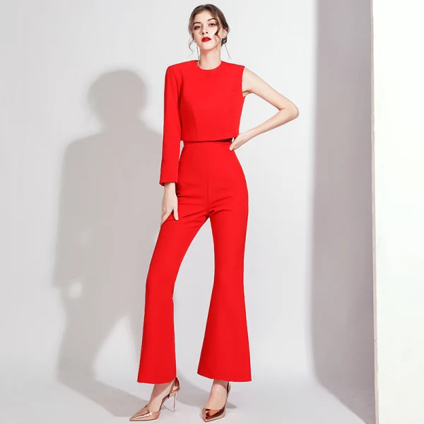 Fashion Black Jumpsuit Evening Dresses  2021 Scoop Neck Backless Formal Dresses