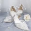 Elegante Weiß Brautschuhe 2019 X-Riemen Spitze Pailletten Schleife 5 cm Stilettos Spitzschuh Hochzeit Hochhackige