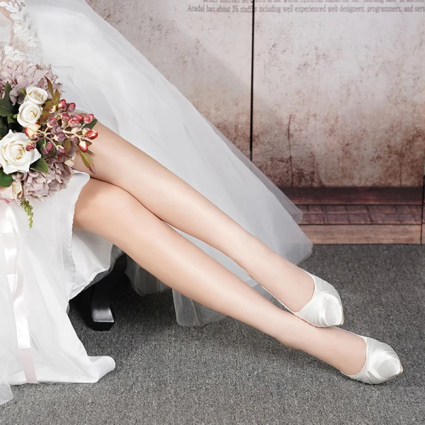 Luxury / Gorgeous White Wedding Shoes 2019 Leather Satin 8 cm Stiletto Heels Pointed Toe Wedding Pumps