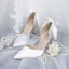 Eleganckie Białe Buty Ślubne 2019 Skórzany Satyna Kokarda 8 cm Szpilki Szpiczaste Ślub Czółenka