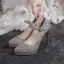 Sparkly Sølv Brudesko 2019 Paljetter Spenne 12 cm Stiletthæler Spisse Pumps