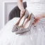 Scintillantes Argenté Chaussure De Mariée 2019 Paillettes Noeud 7 cm Talons Aiguilles À Bout Pointu Mariage Escarpins