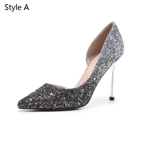 Sparkly Sølv Brudesko 2019 Paljetter 7 cm Stiletthæler Spisse Bryllup Høyhælte