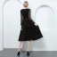 Elegant Black Evening Dresses  2019 A-Line / Princess V-Neck Lace Tassel Bow Long Sleeve Knee-Length Formal Dresses