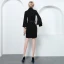 Chic / Beautiful Black Evening Dresses  2019 A-Line / Princess V-Neck Sash Long Sleeve Short Formal Dresses