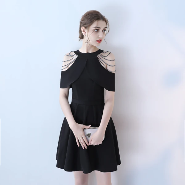 Simple Bleu Roi de retour Robe De Graduation 2018 Princesse Perlage épaules Manches Courtes Courte Robe De Ceremonie