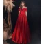 Chic / Belle Bordeaux Satin Robe De Bal 2021 Princesse De l'épaule Manches Courtes Dos Nu Longue Robe De Ceremonie