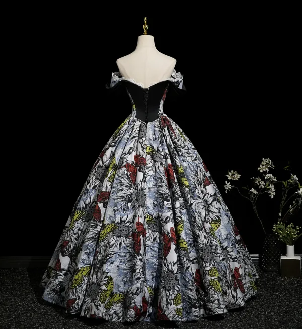 Schick Schwarz Ballkleider 2025 A Linie Off Shoulder Schleife Kurze Ärmel Rückenfreies Lange Festliche Kleider