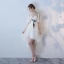 Elegant Grey A-Line / Princess Cocktail Dresses 2018 Lace Flower Scoop Neck Sleeveless Asymmetrical Formal Dresses