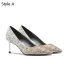 Sparkly Silver Evening Party Pumps 2019 Leather Sequins 6 cm Stiletto Heels Pointed Toe Pumps