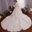 Charmant Champagner Brautkleider / Hochzeitskleider 2019 A Linie Off Shoulder Perlenstickerei Kristall Pailletten Perle Ärmellos Rückenfreies Königliche Schleppe