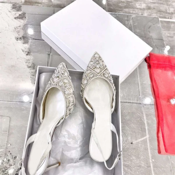 Fine Svart Aften Damesko 2019 Lær Beading Krystall Rhinestone 10 cm Stiletthæler Spisse Høyhælte