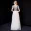 Chic / Belle Blanche Robe De Soirée 2019 Princesse Encolure Dégagée Paillettes Manches Courtes Longue Robe De Ceremonie