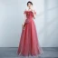 Edles Champagner Ballkleider 2021 A Linie Rüschen Off Shoulder Perlenstickerei Strass Ärmellos Rückenfreies Lange Festliche Kleider