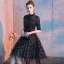 Chic / Beautiful Black Homecoming Graduation Dresses 2019 A-Line / Princess High Neck 1/2 Sleeves Sequins Knee-Length Formal Dresses