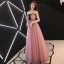 Elegant Blushing Pink Formal Dresses 2019 A-Line / Princess Strapless Bow Sleeveless Backless Floor-Length / Long Prom Dresses