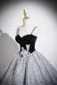 Unusual Black Beading Lace Flower Printing Prom Dresses 2025 Ball Gown Spaghetti Straps Sleeveless Backless Floor-Length / Long Formal Dresses