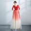 Fashion Red Gradient-Color Prom Dresses 2021 A-Line / Princess V-Neck Star Sequins 3/4 Sleeve Backless Floor-Length / Long Formal Dresses