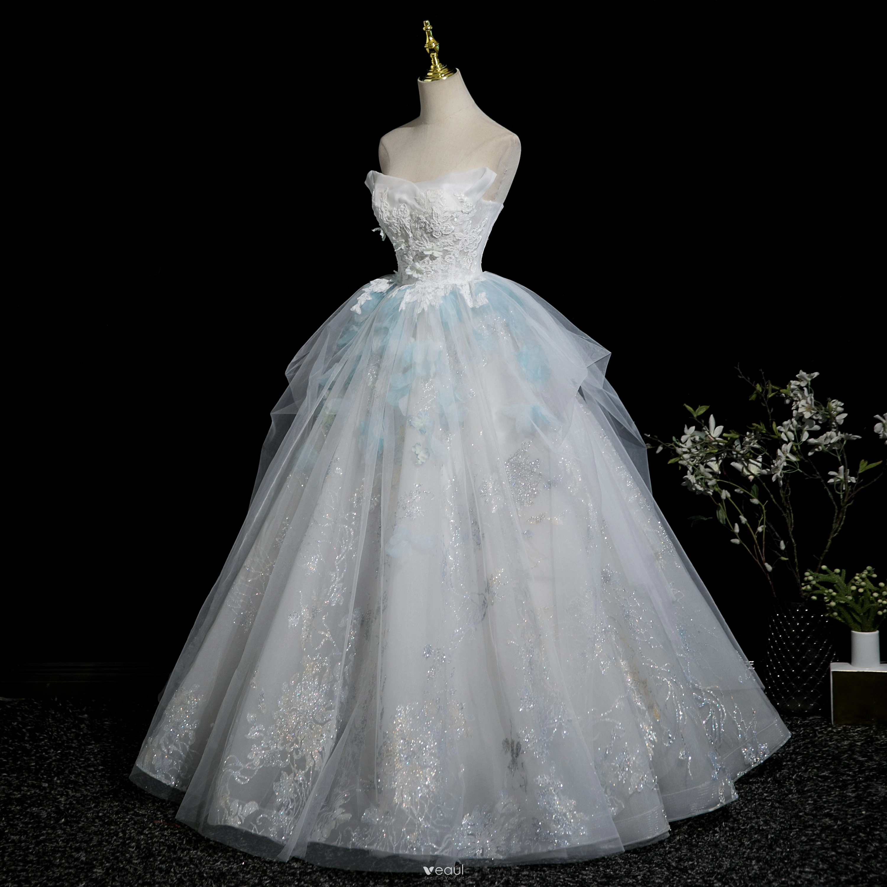 Strapless Appliques Long Prom Dresses, Elegant Lace 2020 Popular Prom Dresses Strapless Appliques Long Prom Dresses, Elegant Lace 2020 Popular Prom Dresses
