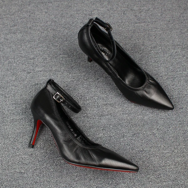 Chic / Belle Kaki Bureau Escarpins 2019 Cuir 7 cm Talons Aiguilles Bride Cheville À Bout Pointu Escarpins