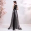 Chic / Beautiful Black Evening Dresses  2019 A-Line / Princess V-Neck Lace Flower Buttons Sleeveless Floor-Length / Long Formal Dresses