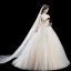 Chic / Belle Ivoire Robe De Mariée 2019 Princesse Col Haut Perlage Paillettes Appliques En Dentelle Fleur Manches Courtes Dos Nu Longue