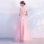 Elegante Rosa Abendkleider 2018 A Linie Pailletten Applikationen Rundhalsausschnitt Rückenfreies Ärmellos Lange Festliche Kleider