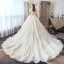 Luxury / Gorgeous Ivory Wedding Dresses 2019 A-Line / Princess Off-The-Shoulder Beading Tassel Appliques Pearl Lace Flower Short Sleeve Backless Royal Train