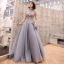 Elegant Pool Blue Evening Dresses  2019 A-Line / Princess High Neck Sequins Lace Flower Short Sleeve Backless Floor-Length / Long Formal Dresses