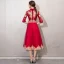 Chinese style Burgundy Evening Dresses  2019 A-Line / Princess High Neck Sequins Lace Flower 1/2 Sleeves Tea-length Formal Dresses