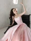 Elegante Pink Perle Satin Ballkleider 2021 A Linie Bandeau Ärmellos Rückenfreies Lange Festliche Kleider