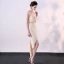 Sexy Champagne 2 Pièces Robe De Soirée 2019 Trompette / Sirène Bustier Noeud Sans Manches Dos Nu Courte Robe De Ceremonie